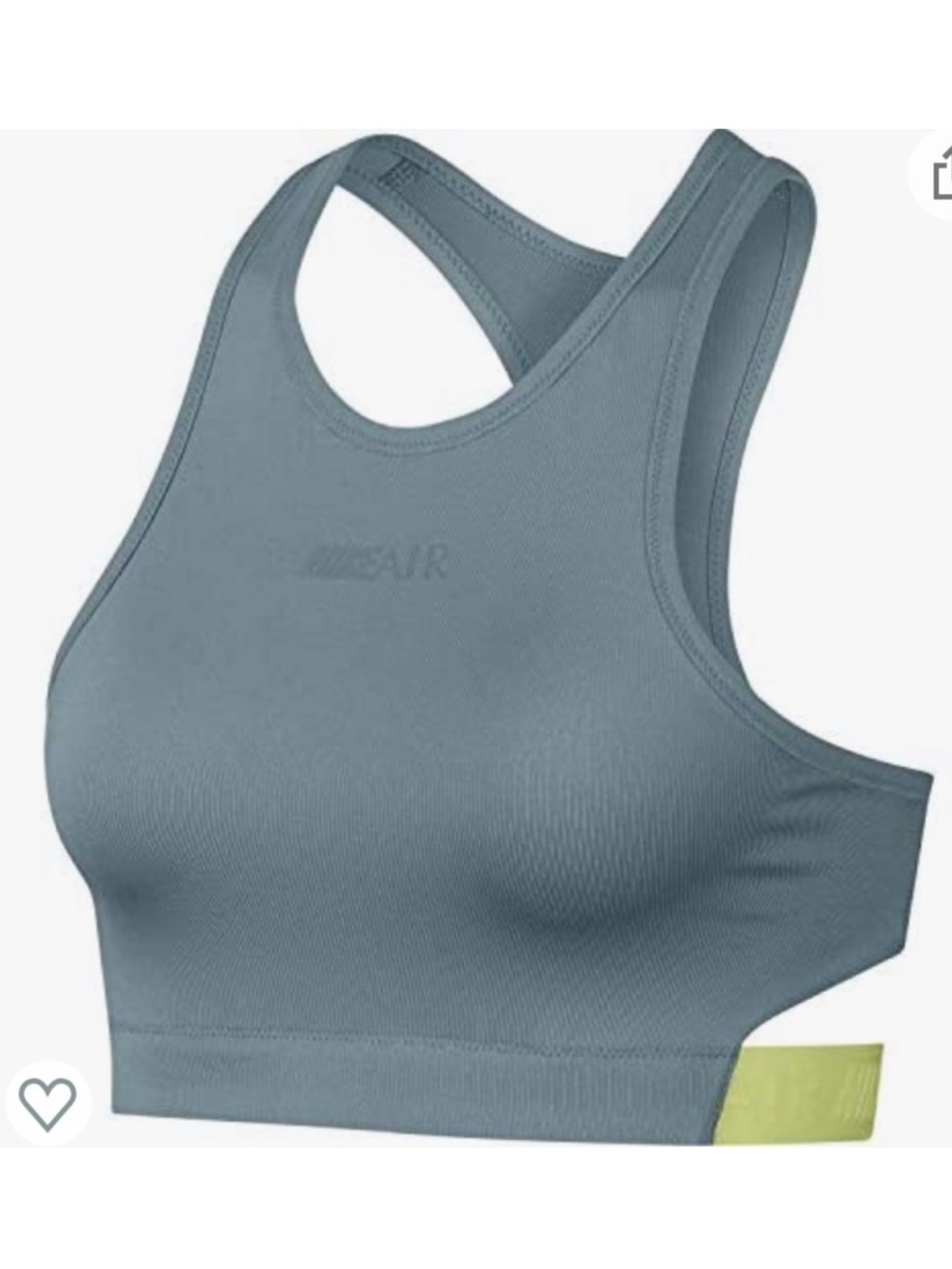 Nike Air Swoosh Sports Bra in Aviator Gray/Luminous Green Size XL Dri-Fit Active